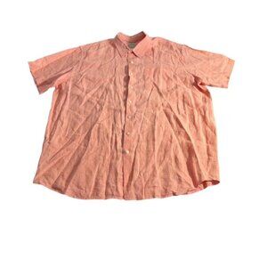 L.L BEAN 100% Linen Salmon Colored Button Up